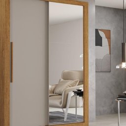 Guarda Roupa com Espelho 2 Portas 2 Gavetas Panamá Salleto Cinamomo/off White - 7