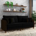 Ver imagem 1 de Sofá Montecarlo 3 Lugares 252cm Veludo/pu Preto/marrom