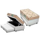 Ver imagem 1 de Cama Box Baú c/Auxiliar Solteiro: Colchão Espuma Polar D45 Polar Pérola + Base CRC Courano White(