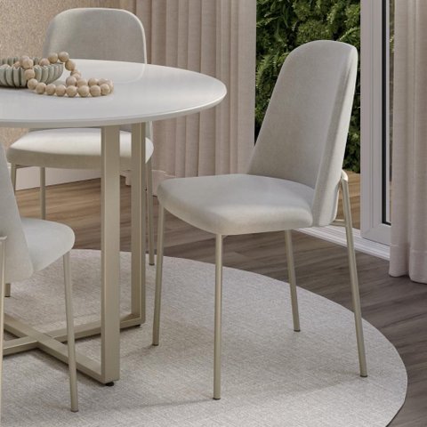 Conjunto 2 Cadeiras Lucielle Champanhe Recepção Escritório - Soft Palha