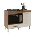 Ver imagem 1 de Balcão para Cooktop 4 e 5 & Forno 105cm com Nicho Armário Cozinha Freijó C/ Off-white