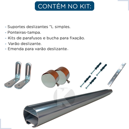 Kit Varão Trilho Suisso Deslizante Wave 28mm 3,5m - Cromado - 8