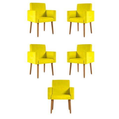 Kit 5 Poltronas Nina Decorativa para Recepção Balaqui Decor Cor: Amarelo