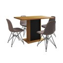 Ver imagem 6 de Mesa Jantar Londres Tampo Canela 120cm Base Preta 4 Cadeiras Ferro Preto Estofado Nude Médio