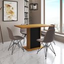 Ver imagem 1 de Mesa Jantar Londres Tampo Canela 120cm Base Preta 4 Cadeiras Ferro Preto Estofado Nude Médio