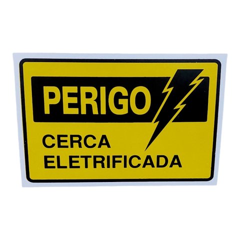 Kit 2 Placas de Sinalização Perigo Cerca Eletrificada 10x15