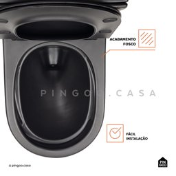 Vaso Sanitário Monobloco Amazonita Pingoo.casa - Preto Fosco - 3