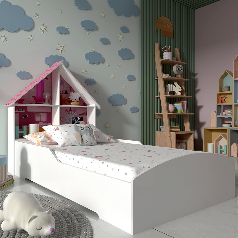 Quarto Infantil Completo Pérola Roupeiro e Cômoda 4 Gavetas Rose - CasaTema