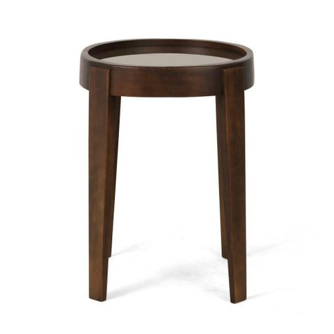 Mesa Lateral de Madeira e Vidro 49cm Virgínia