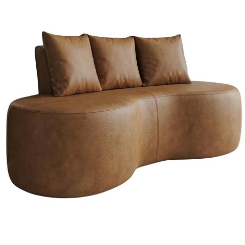 Sofa 2 Lugares Organico Ibiza 160 Cm Corino Caramelo Vazzano