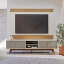 Ver imagem 1 de Rack com Painel Ripado para TV até 75 Polegadas 218CMX140CM Pés em Madeira Maciça 4 Portas Colibri