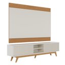 Ver imagem 2 de Rack com Painel Ripado para TV até 75 Polegadas 218CMX140CM Pés em Madeira Maciça 4 Portas Colibri