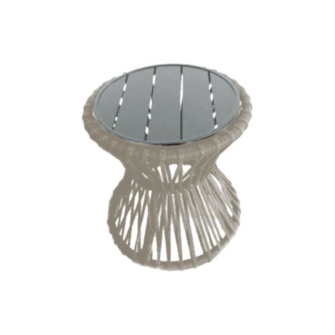 Mesa de Centro Sol em Corda Náutica e Base em Alumínio Cinza 70cm Areia
