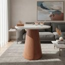 Ver imagem 1 de Mesa de Canto Cone Redondo Vidro Madeira 50cm Amadeirado Decoraper