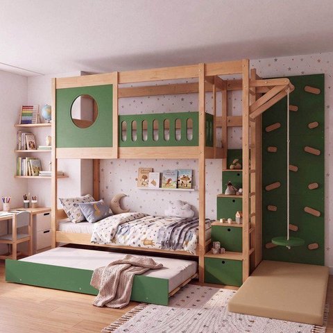 Treliche Active Play com Kit Escalada Infantil Direita Climb Casatema MadeiraOriginals Verde