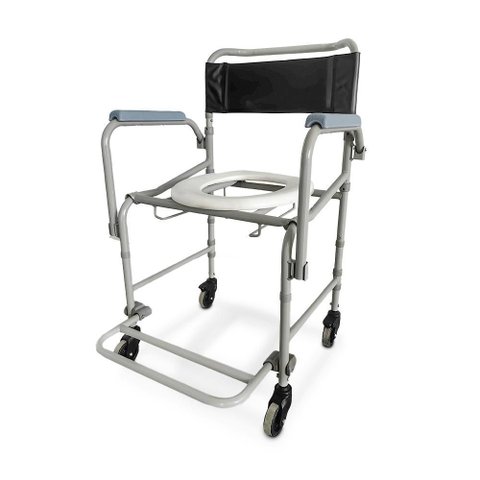 Cadeira de Banho Higiênica Dellamed Dobrável e Desmontável até 120 Kg Preto e Cinza D40