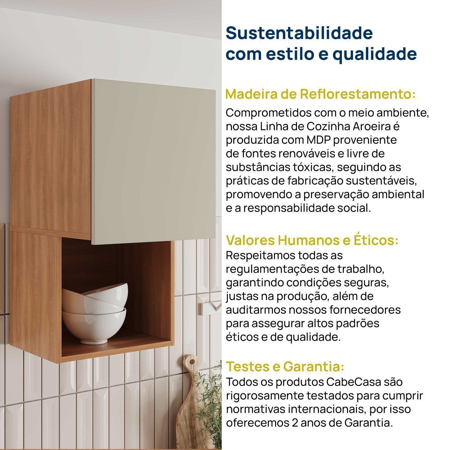 Armário Aéreo 1 Porta com Nicho 40cm Aroeira CabeCasa