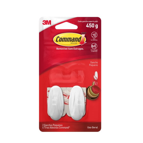 Gancho Plástico Design Command Pequeno com 2un 3m