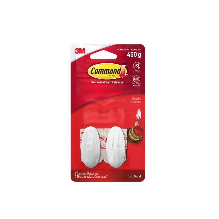 Gancho Plástico Design Command Pequeno com 2un 3m