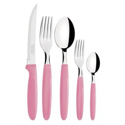 Faqueiro Tramontina Inox com Pote Plástico Ipanema 30 Pç Rosa - 3