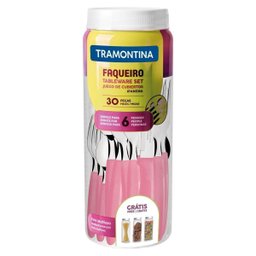 Faqueiro Tramontina Inox com Pote Plástico Ipanema 30 Pç Rosa - 2