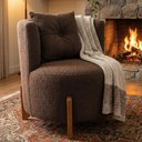 Ver imagem 3 de Poltrona Decorativa Orgânica Curva Luna Boucle Marrom - Montanaris Decor