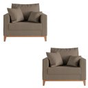 Ver imagem 3 de Kit 02 Poltrona Decorativa Beny Pés Base em Madeira Suede Cor:capuccino