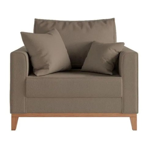 Kit 02 Poltrona Decorativa Beny Pés Base em Madeira Suede Cor:capuccino