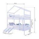 Ver imagem 3 de Beliche Solteiro Casinha com Kit Escada/Escorregador Grade Proteção Madeira Maciça Branco