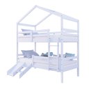 Ver imagem 2 de Beliche Solteiro Casinha com Kit Escada/Escorregador Grade Proteção Madeira Maciça Branco