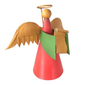 Anjo Pequeno Colorido Com Pergaminho Em Ferro Artesanal Libertas Rosas Artesanato Anjo Colorido