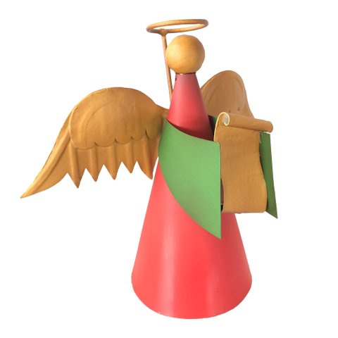 Anjo Pequeno Colorido Com Pergaminho Em Ferro Artesanal Libertas Rosas Artesanato Anjo Colorido