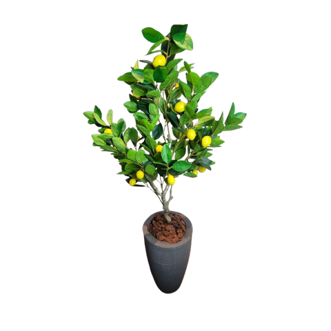Planta Artificial Limoeiro 1,20m Kit com Vaso Cinza 40cm