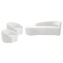 Ver imagem 1 de Kit Divã Recamier Orgânico França 160cm Lado Esquerdo e 2 Poltronas Amore Bouclé