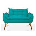 Ver imagem 1 de Namoradeira Decorativa Opala em Suede 2 Lugares com Pés em Madeira Balaqui Decor