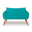 Ver imagem 2 de Namoradeira Decorativa Opala em Suede 2 Lugares com Pés em Madeira Balaqui Decor