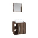 Ver imagem 1 de Conjunto Balcão C-cuba Q32 e Espelheira Soft 500 Carvalho Dark C-preto Ônix Nogal