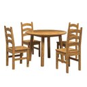 Ver imagem 2 de Conjunto com Mesa de Jantar 103cm Redonda e 4 Cadeiras 100% Madeira Maciça Parit Yescasa Marrom/Nogueira