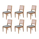 Ver imagem 1 de Conjunto com 6 Cadeiras de Jantar Estofada Suellen em Madeira e Mdf Cerejeira Linho Cinza