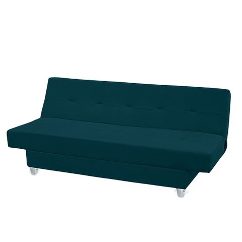 Sofá Cama Xangai 3 Lugares Veludo Reclinável 3 Estágios - Meu Estofado:azul Lux