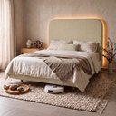 Ver imagem 2 de Cama Box Base Queen com Cabeceira Zaya 158x198 Flutuante Estilo Japonesa Linho Bege - Desk Design