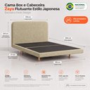 Ver imagem 4 de Cama Box Base Queen com Cabeceira Zaya 158x198 Flutuante Estilo Japonesa Linho Bege - Desk Design