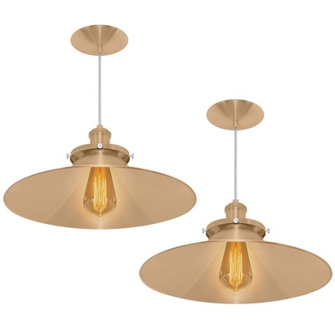Kit 2 Pendentes Nordic Industrial 38 Cm New Cobre