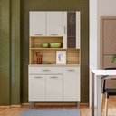 Ver imagem 1 de Armário de Cozinha com Balcão Star 6 Portas 1 Gaveta com Vidro Freijó/soft - Pnr Móveis