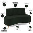 Ver imagem 3 de Sofá Chaise Living 2 Lugares 135cm para Sala Cayman K01 Veludo Verde