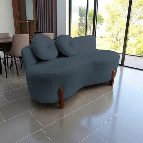 Namoradeira Sofá Feijão Lounge Orgânica Bouclé Cinza