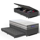 Ver imagem 1 de Cama Box Baú com Colchão Gazin de Molas Ensacadas One Face Air Up + Auxiliar de Espuma Solteiro