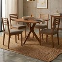 Ver imagem 2 de Mesa de Jantar Cacau com 4 Cadeiras Estofadas Juparana Linho Bege Ornar