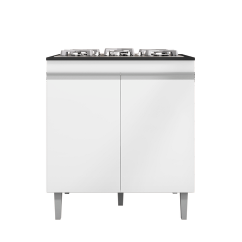 Balcão Armário de Cozinha Multiuso para Cooktop com Tampo 4 ou 5 Bocas Andréia Branco- Mabe Magazine
