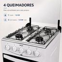Ver imagem 4 de Fogão a Gás Delicato 4 Bocas com Forno 52 Litros Mesa em Aço Inox e Tampa de Vidro Clarice